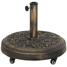 Round Patio Umbrella Base, 46 lbs Resin Umbrella Base with Wheels, Outdoor Umbrella Stand for 1.3"/1.5"/1.9" Umbrella Poles for Outdoor, Lawn