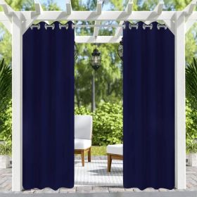 50" W x 96"L Outdoor Curtains Front Porch Curtain Grommet for Porch Balcony Pergola Gazebo Dark Blue