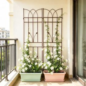 2 Pack Metal Garden Trellis 71" x 17.7" Rustproof Trellis for Climbing Plants Outdoor Flower Support Brown
