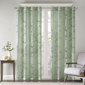 Palm Leaf Burnout Window Sheer Sage Green 50x95"