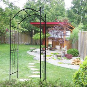 Metal Garden Arch with black powder coated 3.6ft Length x 1.47ft Width x 7.5ft Height Climbing Plants Support Arch Outdoor Black Garden Arbors