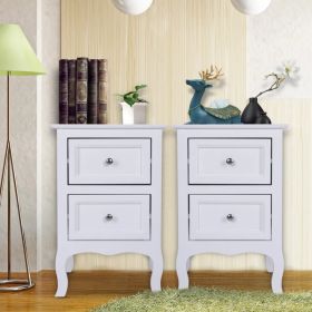 2pcs Country Style Two-Tier Night Tables Large Size White (Option: defaulttitle)