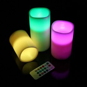 3Pcs Flameless Candles Votive Candles Wireless Battery Operated LED Flickering Candles W/ Remote Control Timer (Option: Ivory)