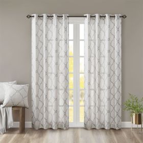 Fretwork Print Grommet Top Window Curtain Panel(Only 1 Pc Panel) (Color: as Pic)