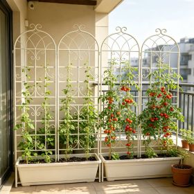 4 Pack Metal Garden Trellis 71" x 19.7" Rustproof Trellis for Climbing Plants Outdoor Flower Support Cream White (Color: as Pic)